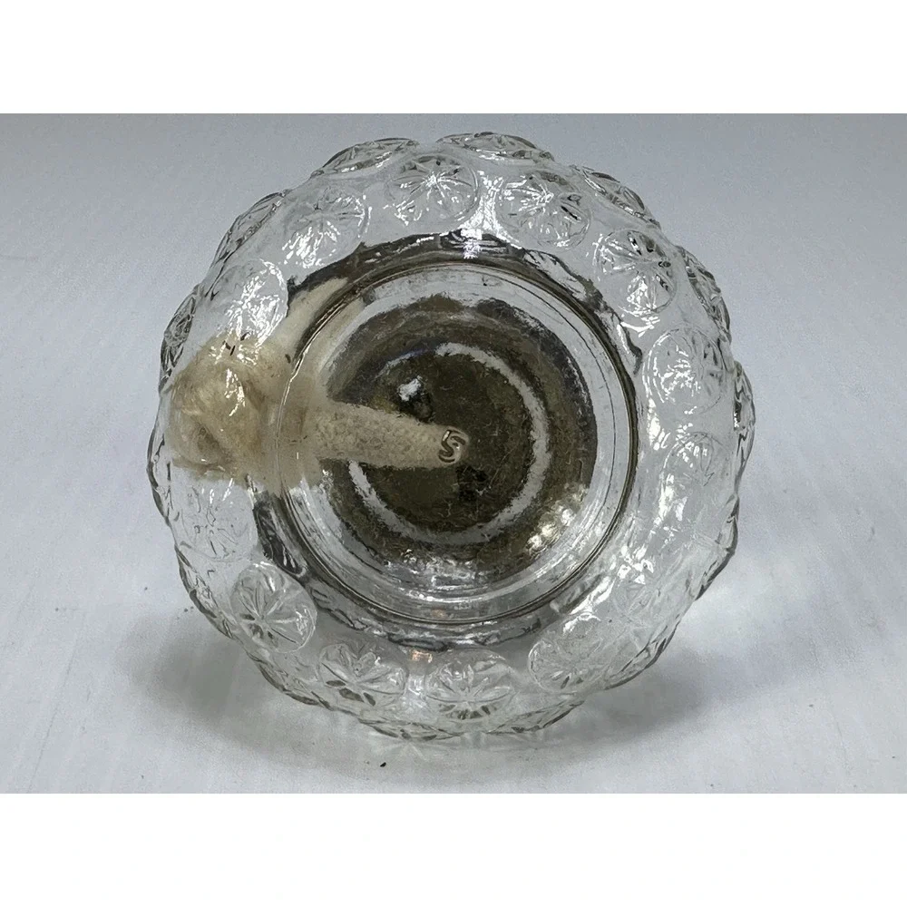 Oil‎ Kerosene Lamp Base Hurricane Clear Glass Starburst Diamond Pattern Wick